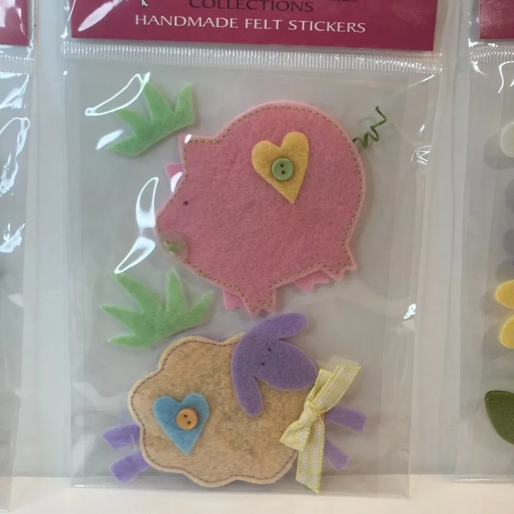 Scrapbook Embellishments Felt Stickers Flowers Pig Sheep Paper Crafts
